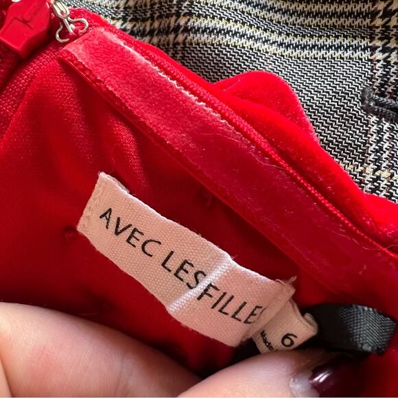 Avec Les Filles Red Velvet Rosette Off-the-Shoulder Mini Dress - Picture 5 of 6